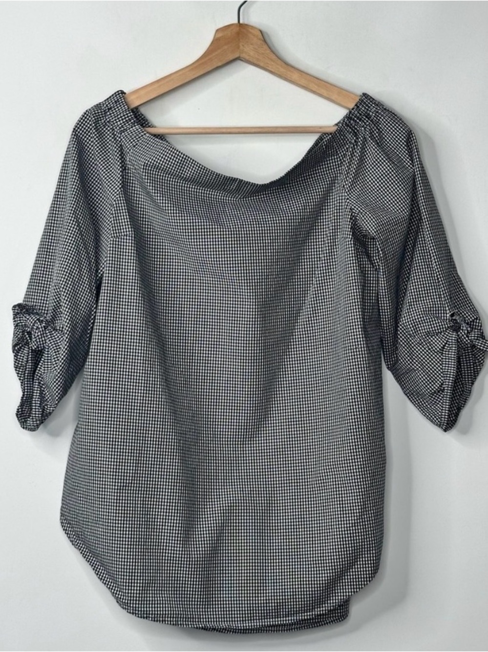 Babaton Black/White Gingham Pullover Shirt Top Small